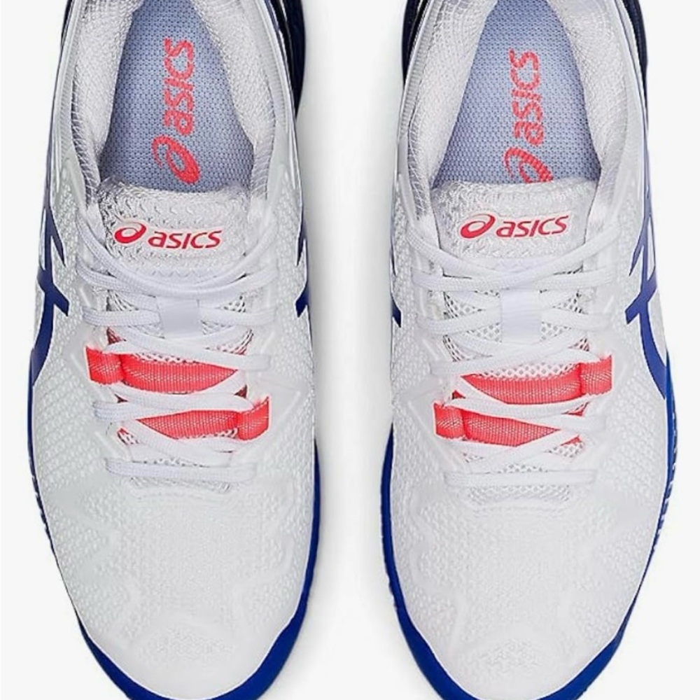 ASICS Men's White and Blue Athletic Shoes
